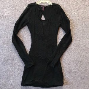 Black mini lace dress